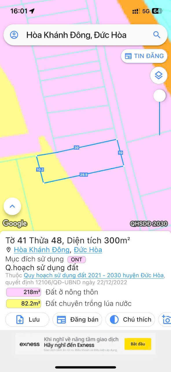 Bán lô đất 5m x 30m thổ cư gần 823D Đức Hoà Long An 750tr